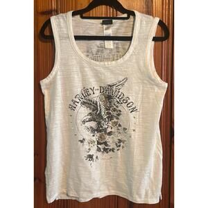 Harley Davidson women’s white/black tank biker motorcycle size medium